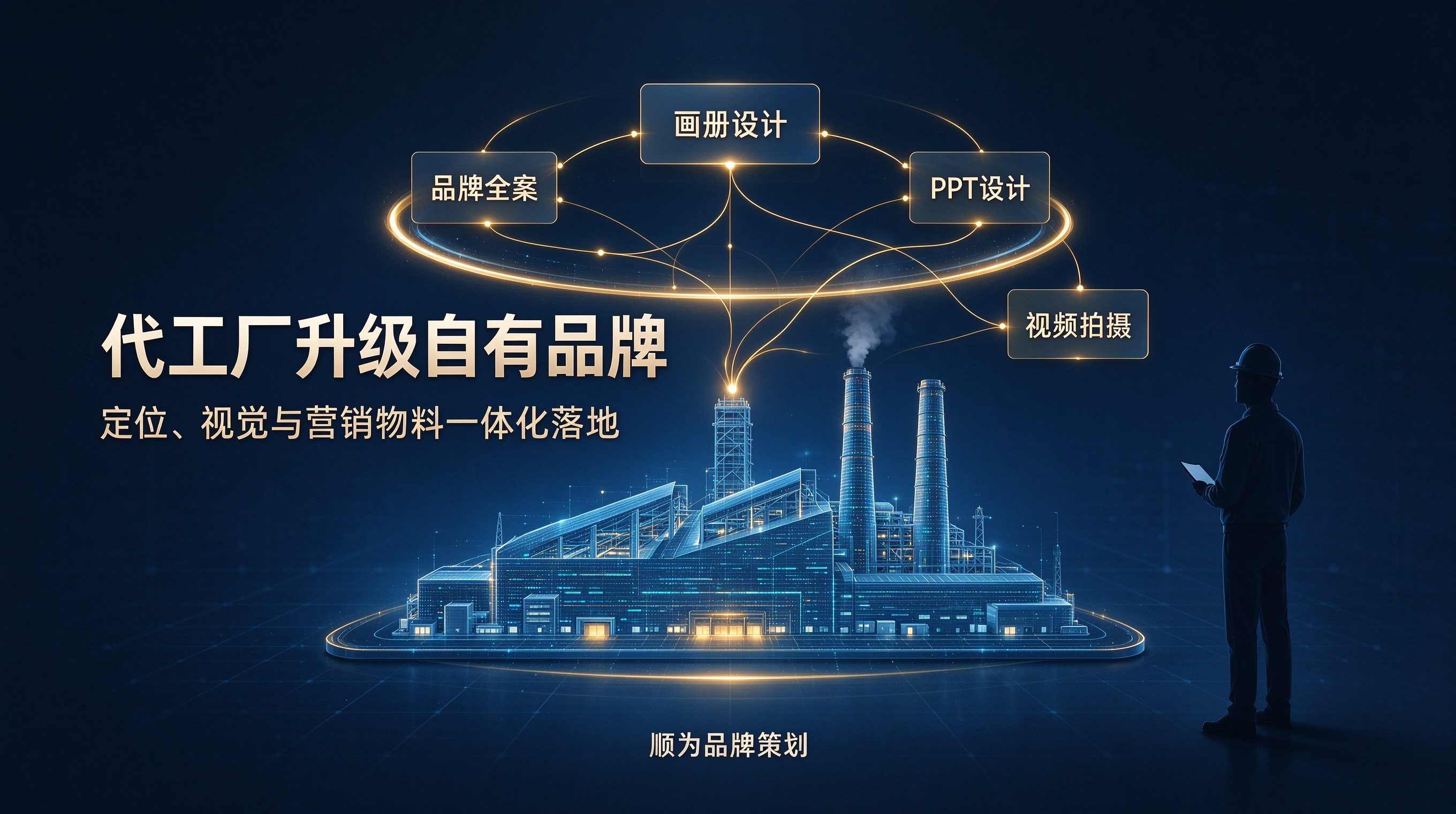 代工厂品牌升级,制造企业 VI、画册 PPT、官网开发与企业视频全案落地|顺为品牌策划
